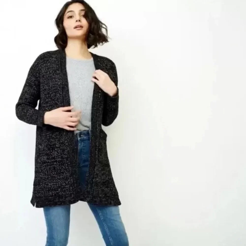 Roots Heathered Grey Open Cardigan